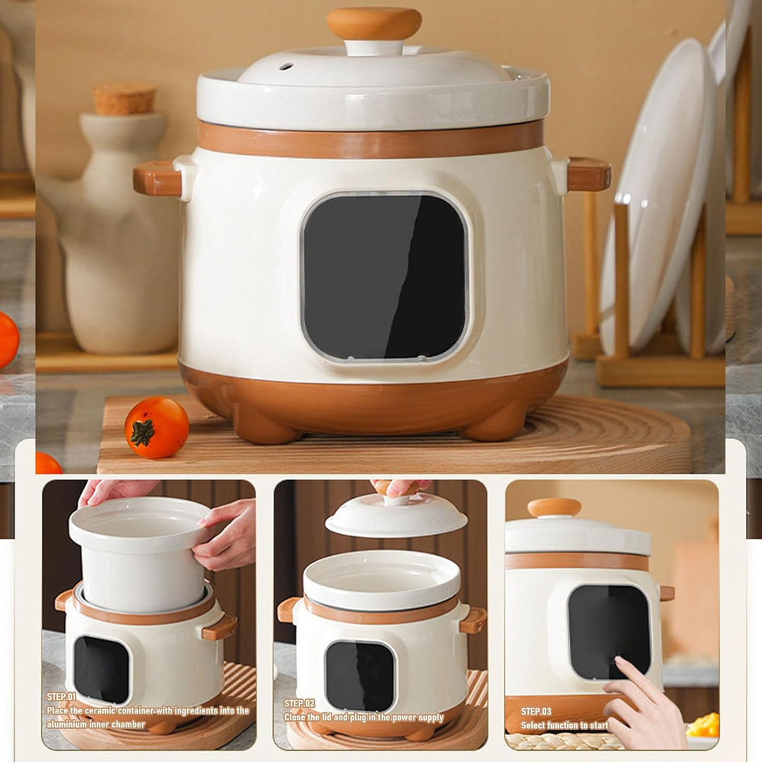 Elektrischer Eintopf, Keramik-Suppenbrei-Kocher, 235 W Slow Cooker mit Deckel, 1,8 L Keramiktopf, El