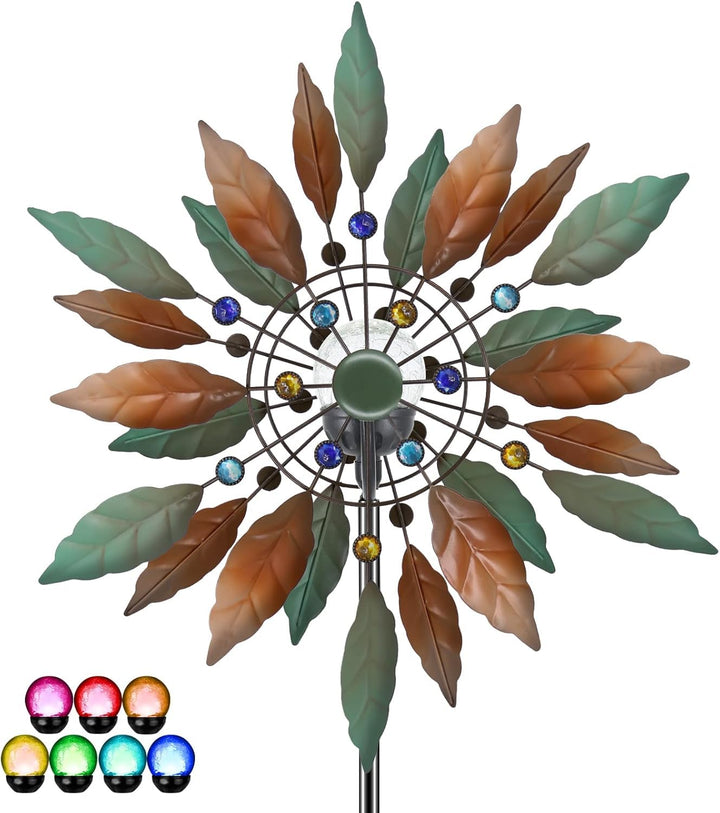 Solarbetriebene Windspinner-Skulptur aus Metall für Garten und Terrasse Durchmesser 20,4 Zoll, Durch