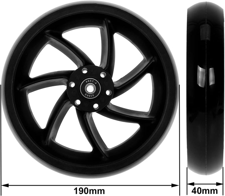 2 Stück Mach1 190x40mm (200x40mm) Big Wheel Kickscooter Rollen-Set mit Bremsscheibe inklusive Kugell