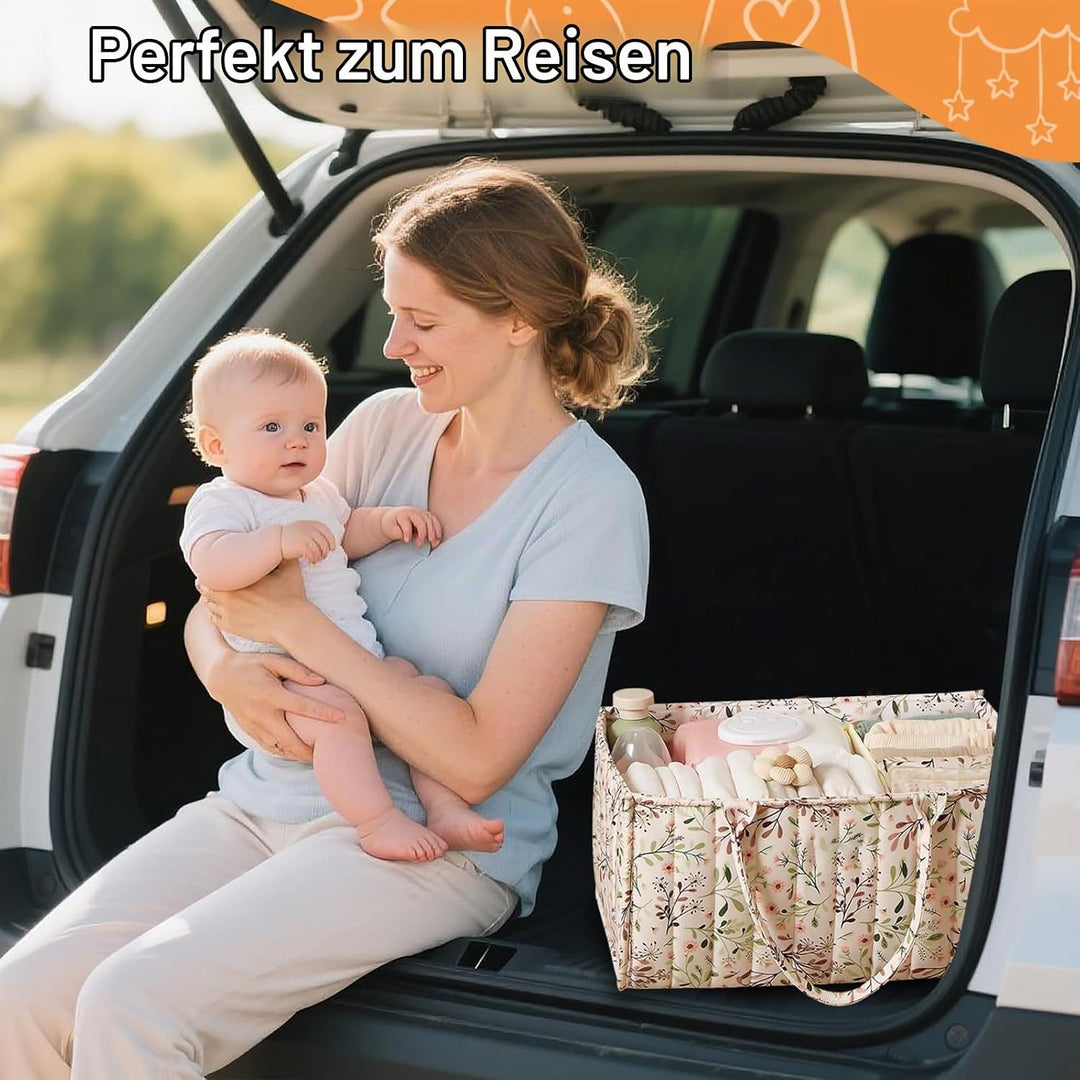 Wickeltasche Organizer, Wickeltisch Organizer, Diaper Bag mit Blumenmuster und Herausnehmbaren Fäche