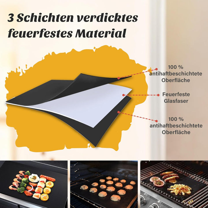 7 Stück Dauerbackfolie für Backofen, 40x33cm Antihaft Backmatte, Wiederverwendbar Backpapier für Den