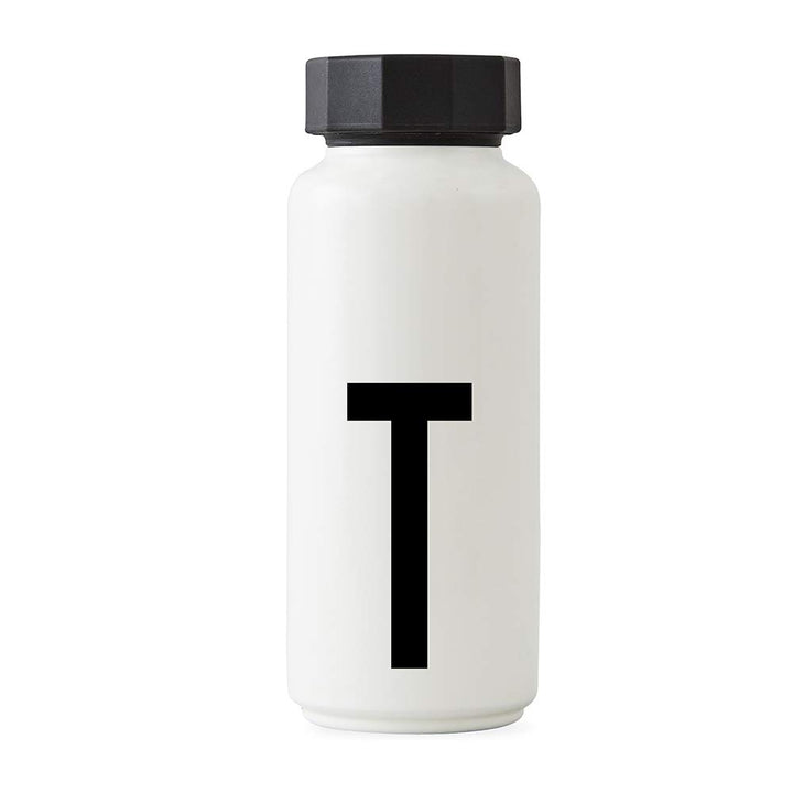 Design Letters Persönliche Edelstahl Trinkflasche Weiss (T) |500 ml| Kohlensäure geeignet BPA-Frei T