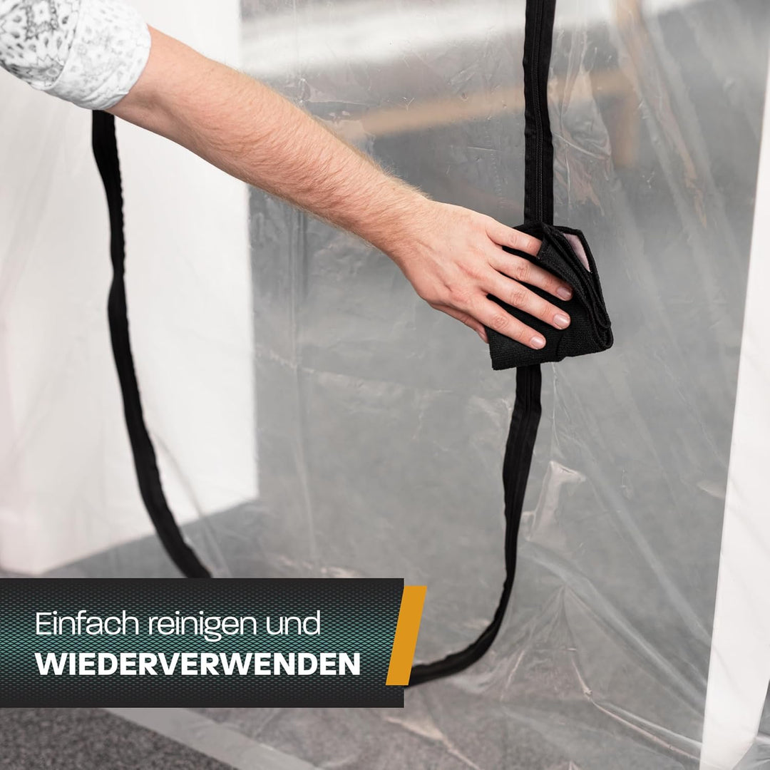 Hinrichs 4x Staubschutztür mit Reissverschluss - 220x120cm Staubschutztüren - Baufolie transparent S