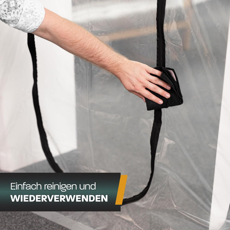 Hinrichs 4x Staubschutztür mit Reissverschluss - 220x120cm Staubschutztüren - Baufolie transparent S