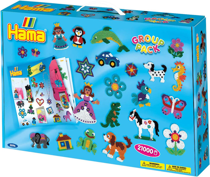 Hama Perlen 3096 Set Koffer für Spielgruppen mit ca. 21.000 bunten Midi Bügelperlen mit Durchmesser