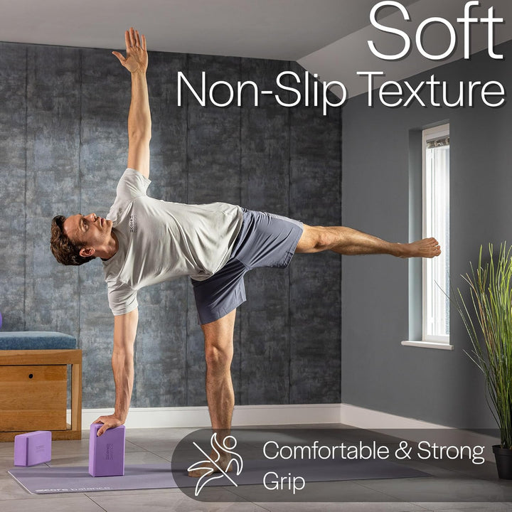 Core Balance Yoga Blocks im Doppelpack & GRATIS Yoga-Gurt, 2 STK. Eva Schaumstoff-Blöcke, robust & l