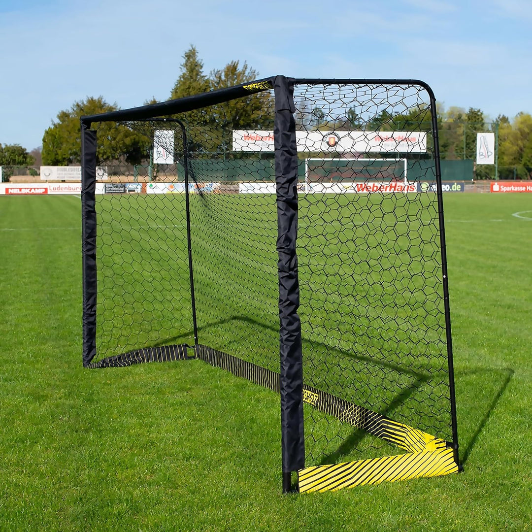 Fussballtor aus Stahl - Verschiedene Grösse - Schwarz - Bodenverankerung und Transporttasche inkl. 4
