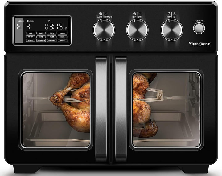 TurboTronic Mini Backofen - 4in1 Heissluftofen und Heissluftfritteuse XXL Version 32L inkl. Drehspie