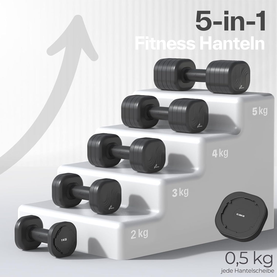 Sportneer Hanteln Frauen Set Verstellbare, Hanteln je 1–2,5/1-5 kg Gewichte | Hanteln Set mit rutsch