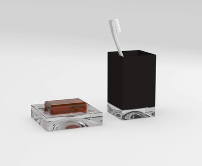 Kartell Boxy Zahnbürstenhalter, Plastik, Schwarz, 7 x 7 x 12 cm Porta spazzolino Schwarz, Porta spaz