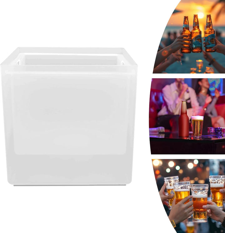 LED Eiskübel 3.5L, Multicolor RGB LED Sektkübel, Doppelwandiger Grossraumbehälter für Flaschenwein u