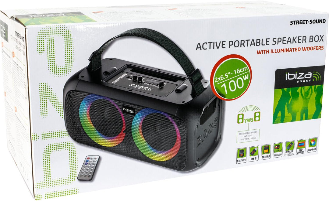 Batteriebetriebene Aktivbox ''Street-Sound'' 2 x 6.5''/16cm, 100W, mit Beleuchtung