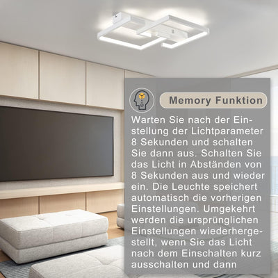 CBJKTX Deckenlampe LED Deckenleuchte Wohnzimmer 35W Dimmbar Wohnzimmerlampe Modern mit Fernbedienung