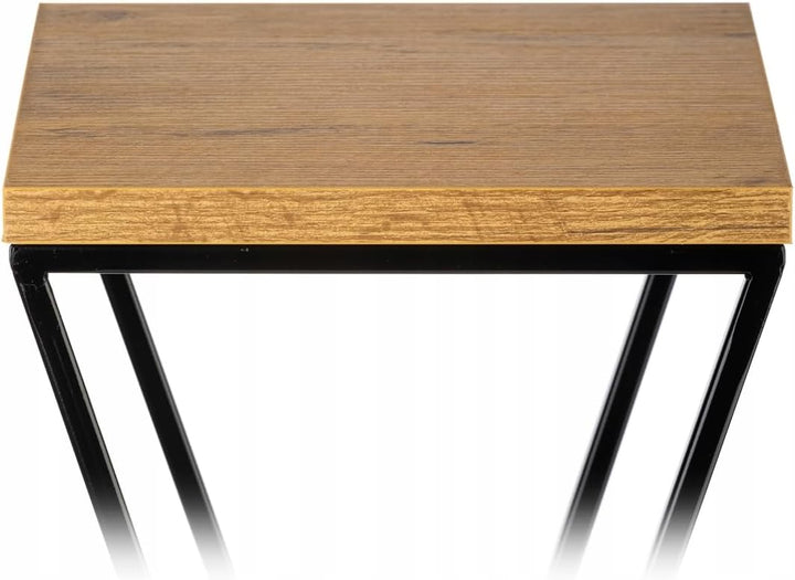 Pflanzenständer Metall 70 cm Hoch - Stabiler und Fester Blumenhocker mit Eiche Optik MDF-Platte auf