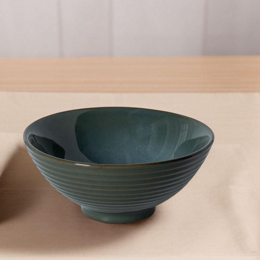 2X Ramen Bowl Ceramic - 1200ml - 20 cm - With Spoon and Chopsticks for Ramen Soup Pho Udon Asian Noo