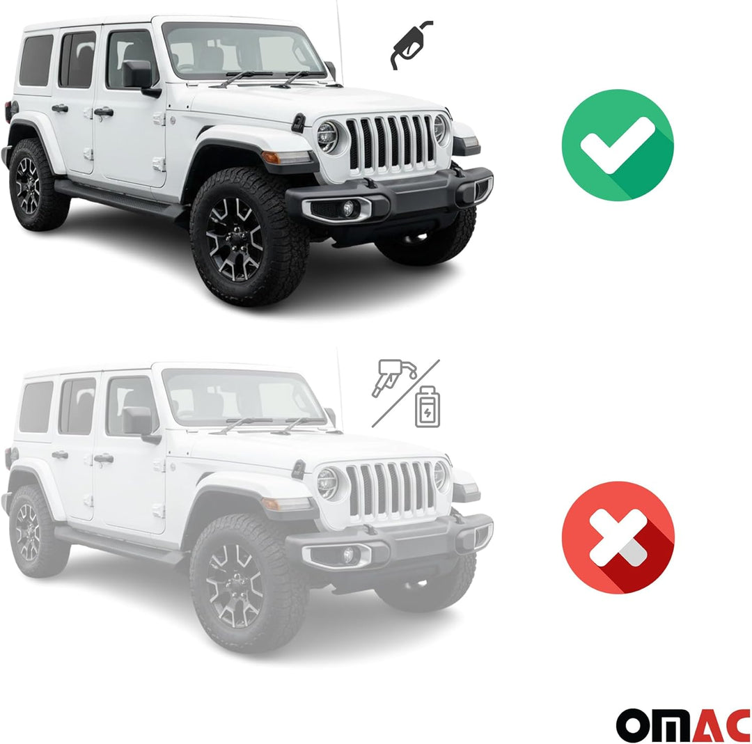 OMAC Fussmatten & Kofferraumwanne Set kompatibel mit Jeep Wrangler 2018-2025 Gummi TPE Schwarz 5X Fu