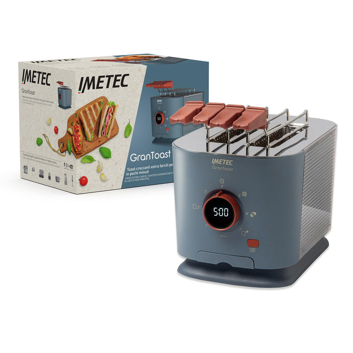 Imetec Grantoast - Toaster 2 XL-Scheiben mit zu öffnenden Zangen für gefüllte Toasts - 7 Bräunungsst