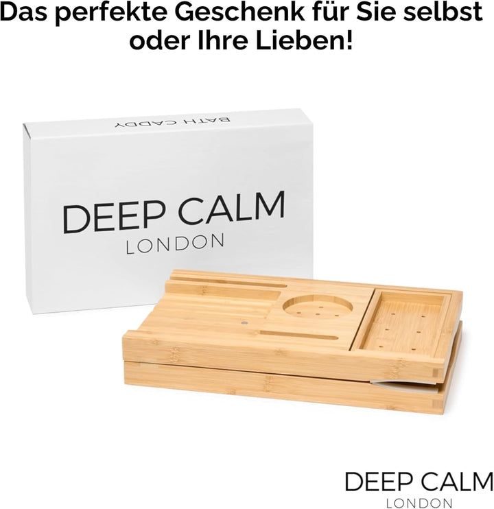 Deep Calm Badewannenablage - Verstellbares Bambus-Badewannenbrett - rutschfeste Badewannenablage Pas
