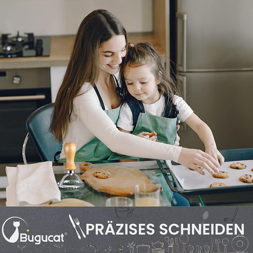 Bugucat Ausstechformen, Ravioli Ausstecher Former, Teigtaschenrad Former mit Holzgriff und Geriffelt