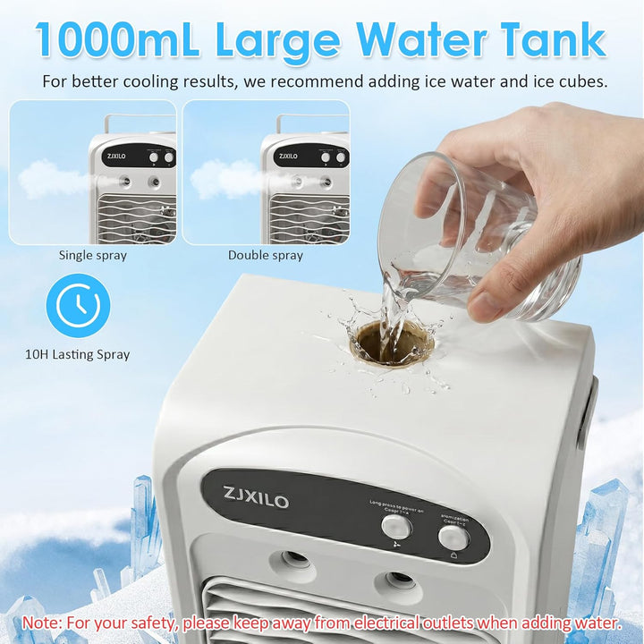 Mobile Klimaanlage Luftkühler, Mini Klimaanlage, Mobile Klimagerät, Klimaanlage Mobil, 1000ml Wasser