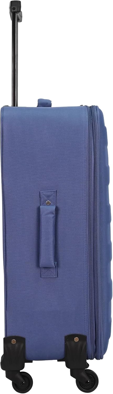 SIGN Stoffkoffer Reisekoffer Trolley (Handgepäck-Mittel-Gross-Set) + 5cm Dehnungsfuge (Blau, Grosser
