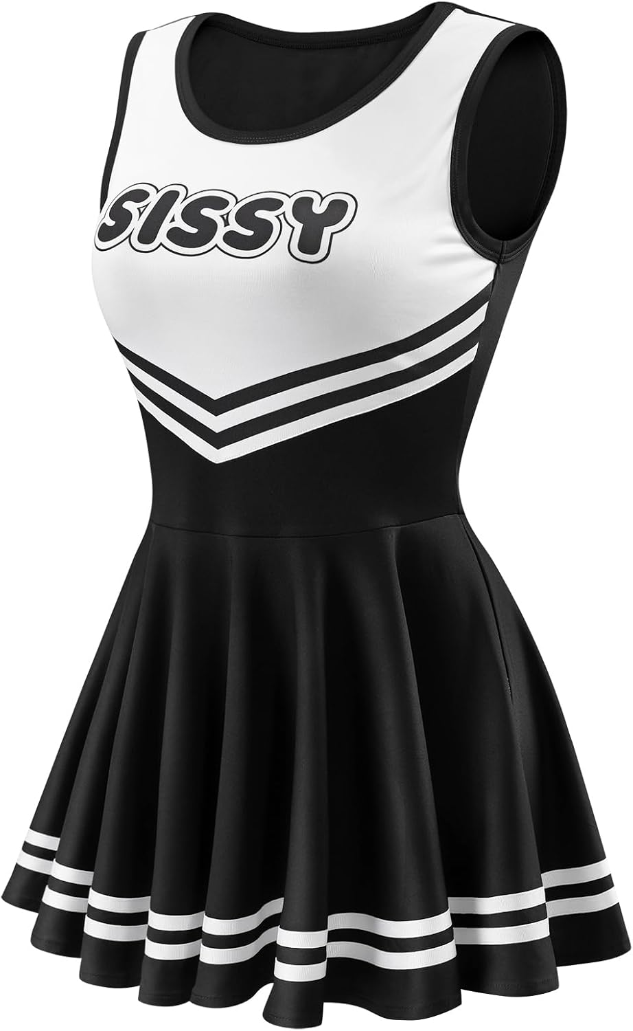 LittleForBig Damen Seidenweichen Ärmellose Overall Cheer Sissy Bodycon Mini Kleid Rock XS Schwarz, X