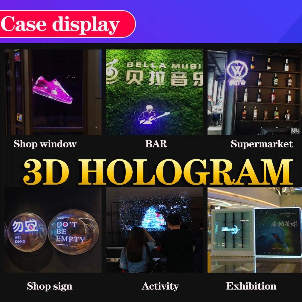 Missyou 70cm 3D Hologramm Projektor, 832 LED, WiFi Steuerung, Bluetooth, 700 Video-Materialien, App