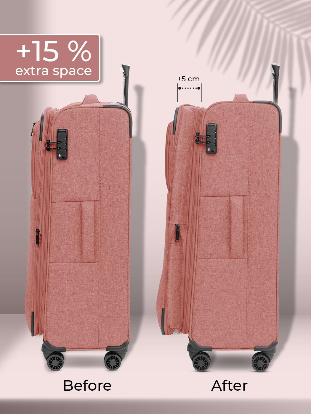 REDOLZ Weichschalen Koffer für Damen & Herren | Leichter Trolley 77 cm mit 4 Doppelrollen & TSA-Schl