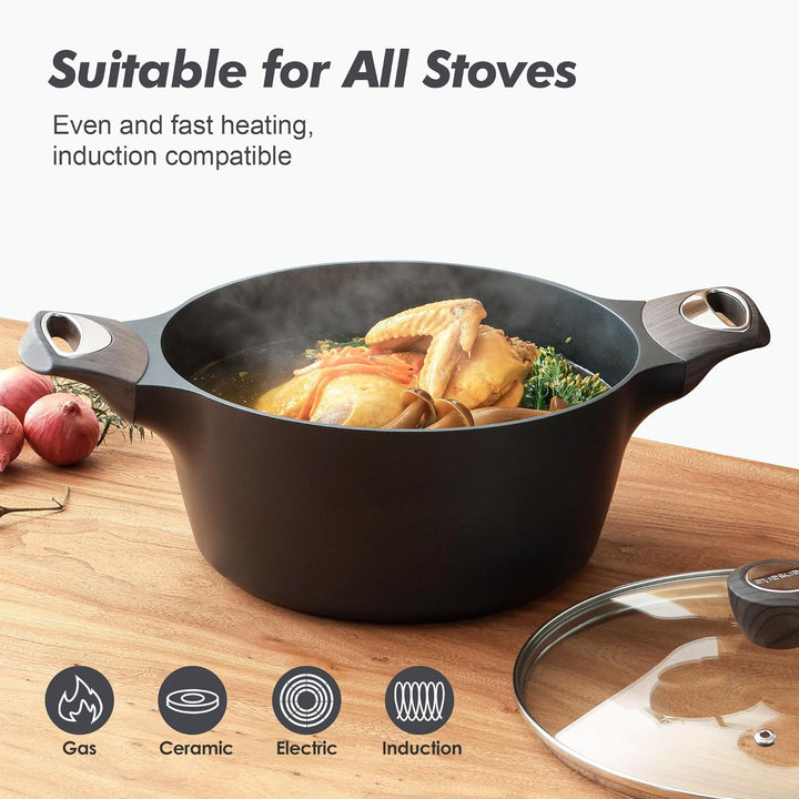 SENSARTE Antihaftbeschichteter Suppentopf mit Deckel, 6.2L Suppentopf Auflauftopf, Gesunder Pastatop