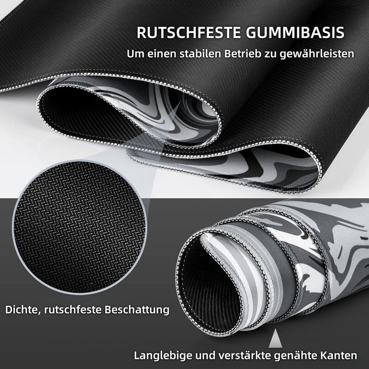 Grosses Gaming-Mauspad XXL 900 x 400 mm Gamer Mouse Pad mit Nähten an den Rändern – unter der Schrei