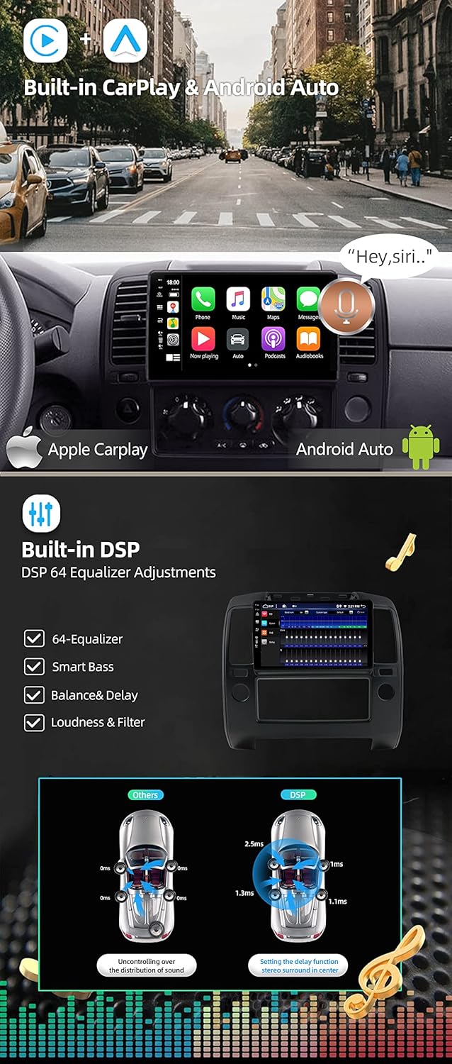 JOYX Android 13 IPS Autoradio Passt für Nissan Navara 3 D40 (2004-2010) - 4G+64G - Eingebaut DSP/Car