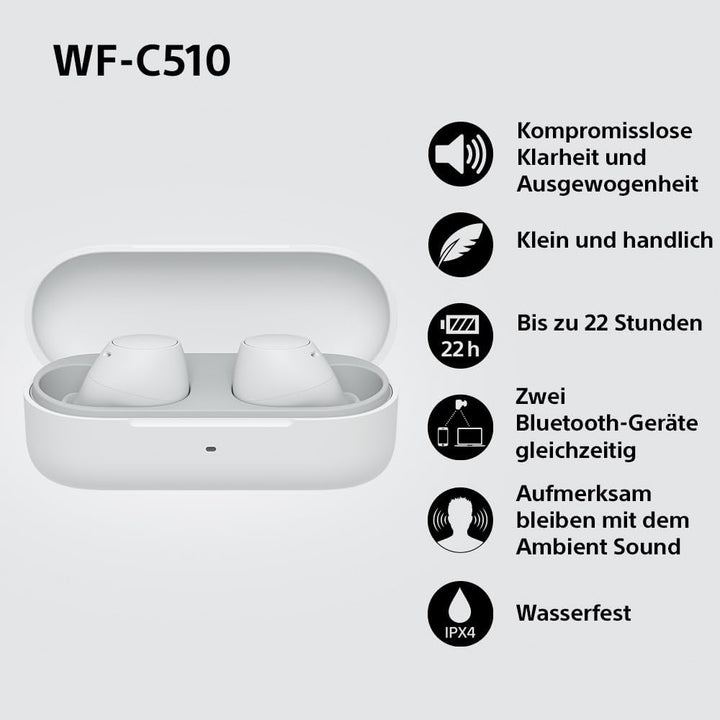 Sony WF-C510 Truly Wireless Kopfhörer - Kleine, leichte Bluetooth In-Ear-Kopfhörer mit Multipoint-Co