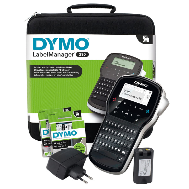 DYMO LabelManager 280 Tragbares Beschriftungsgerät im Koffer | Wiederaufladbares Etikettiergerät mit