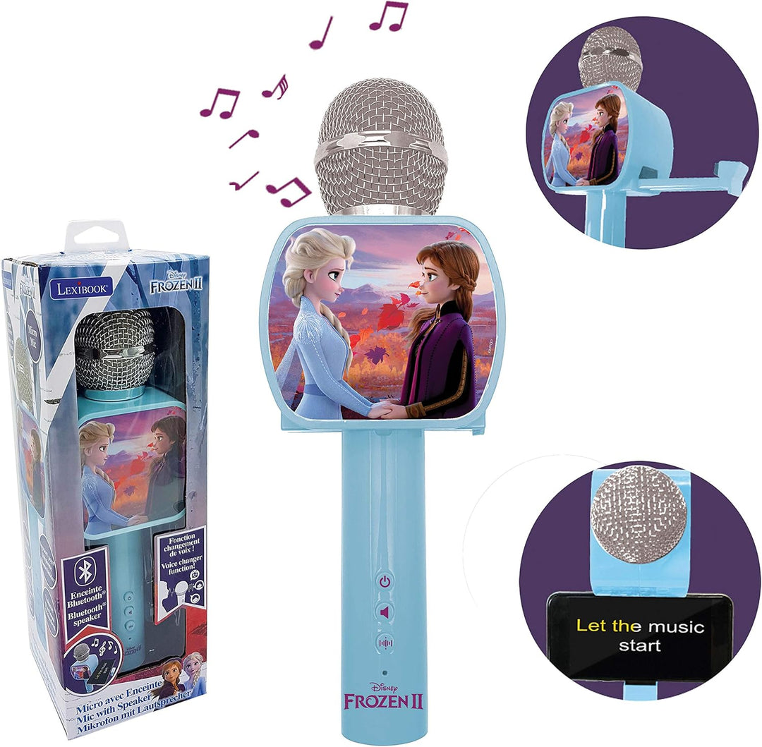 Lexibook MIC240FZ Disney Frozen 2 Die Eiskönigin ELSA Bluetooth-Mikrofon mit Voice-Changer-Funktion,