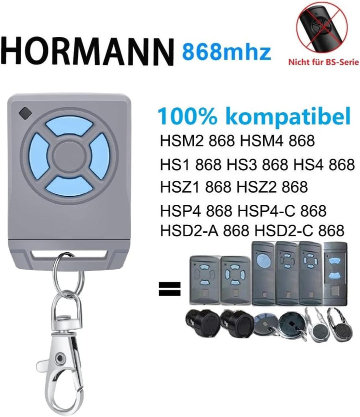 2X Hörmann HSM2 868 / Hörmann HSM4 868 Handsender, Fernbedienung, 4-Kanal 868,30Mhz für Garagentore