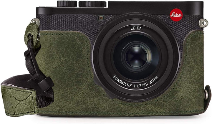 MegaGear MG1721 Ever Ready Kameratasche aus echtem Leder, kompatibel mit Leica Q2, Grün, Grün