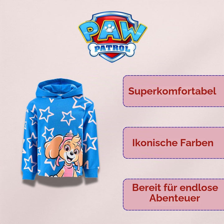 PAW PATROL Hoodie für Mädchen, Hoody, Kapuzenpullover Pullover mit Kapuze 104 Blau, 104 Blau