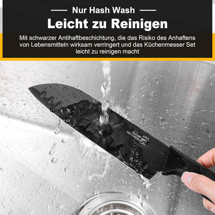 TEAMFAR Messerblock mit Messerset, 15-teilig Edelstahl küchenmesser Set mit Wetzstahl, Messerblock m