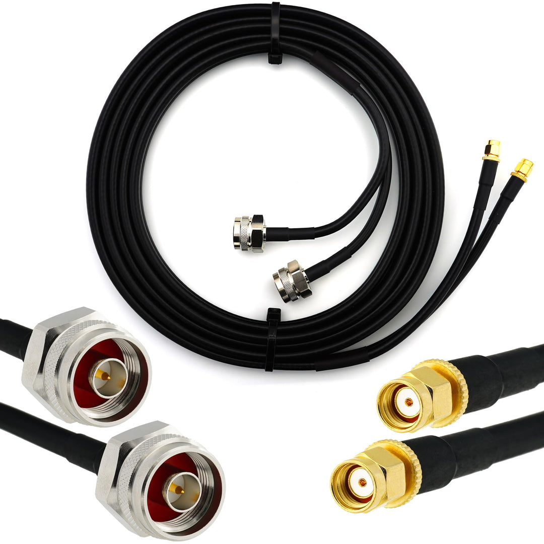 1m RP-SMA Stecker auf N Stecker (Hex Kopf) Doppel-Koaxialkabel — HF-240 (LMR 240 Äquivalent) Twin Ve