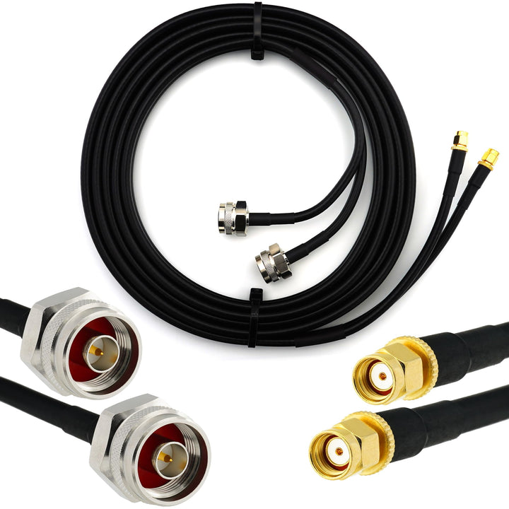 1m RP-SMA Stecker auf N Stecker (Hex Kopf) Doppel-Koaxialkabel — HF-240 (LMR 240 Äquivalent) Twin Ve
