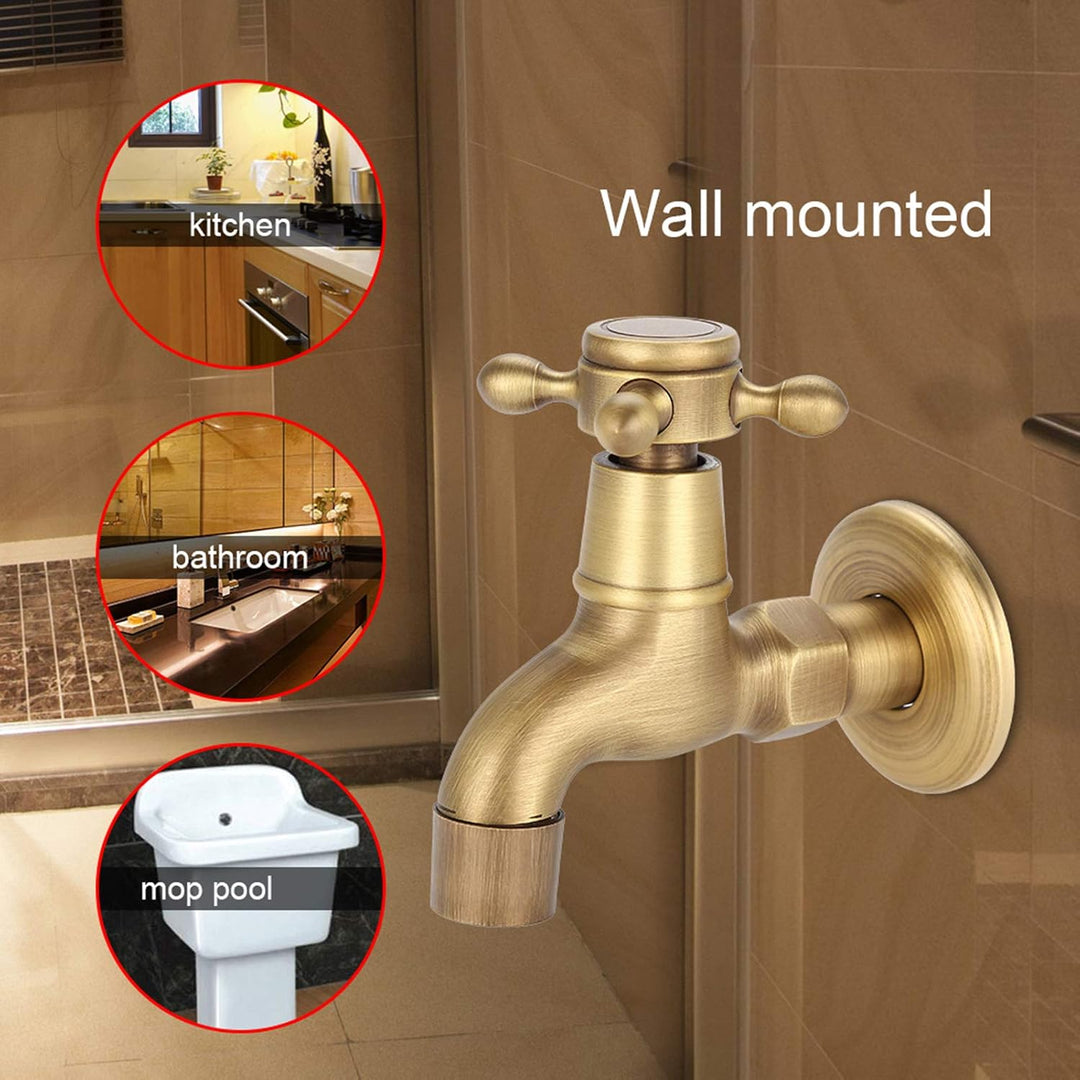 Wasserhahn, Messing Wasserhahn Wandmontage Vintage Massivem Messing Wasserhahn Einzigen Kaltes Wasse