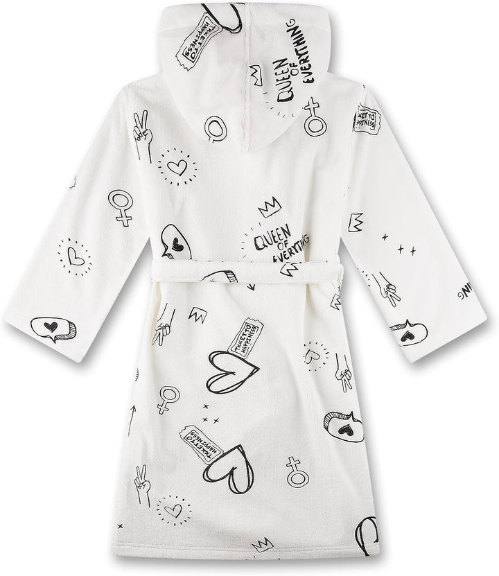 Sanetta Mädchen-Bademantel beige Graffiti Mädchen-Bademantel Frottée beige | Gemütlicher Kinderbadem