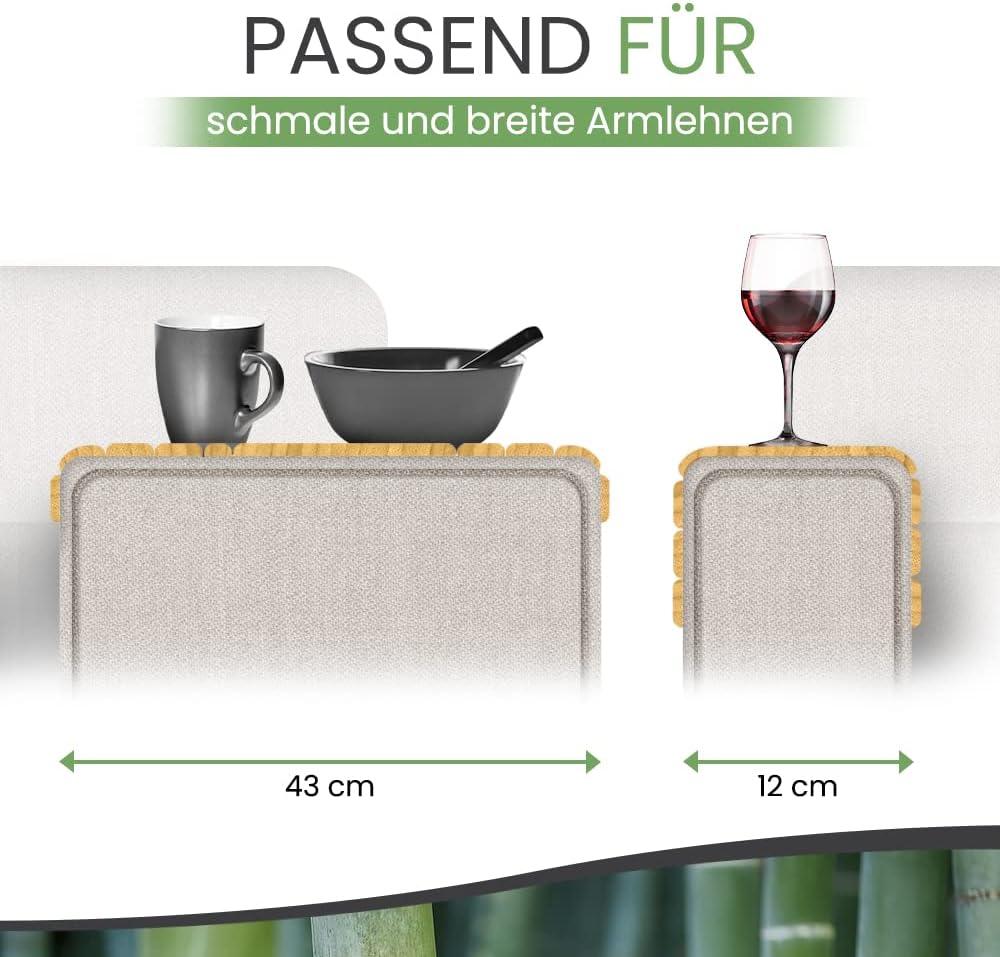 Bamboo Sofatablett für die Armlehne- Anti-Rutsch, Flexibler Sofatisch - Langlebiger Couchtisch mit e