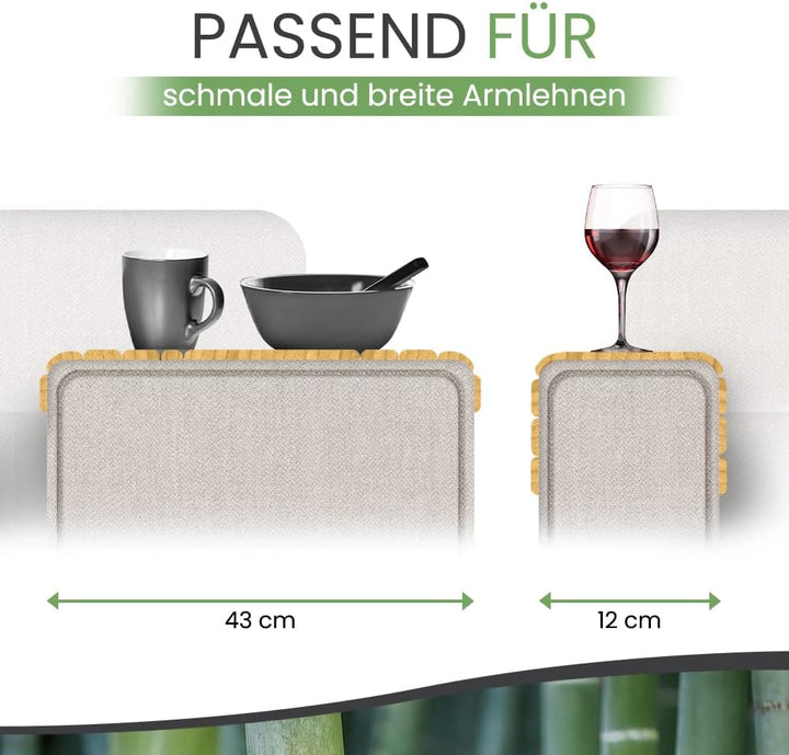 sofatablett für Couch - Tablett aus Bambus für armlehne, Sofa Butler armrest für Organisation, couch