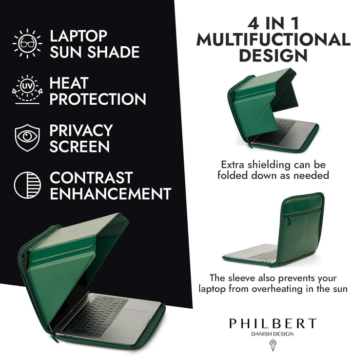 Philbert Design 13” MacBook - Screen Shade Sleeve mit integrierter Hood 4-in-1: Sonnenschutz, Datens