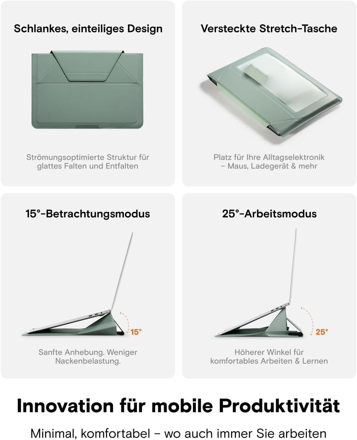 MOFT Laptop Hülle Tasche &amp; Laptop Ständer für 13-14 Zoll Notebook, Laptoptasche aus Kunstleder mit 2