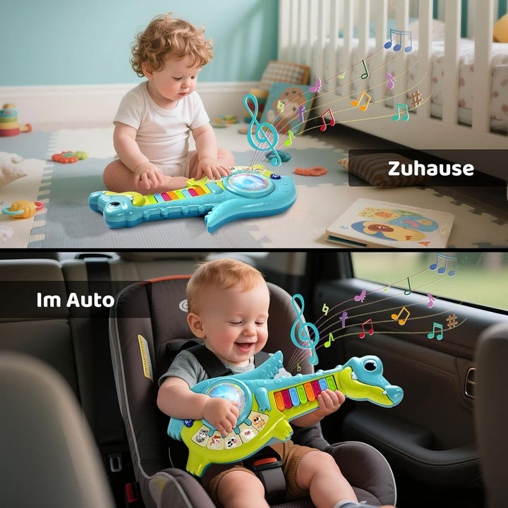 Musikalisches Spielzeug für Baby ab 1 Jahr Lernspielzeug Gitarre mit Tiergeräuschen, Musik Spielzeug