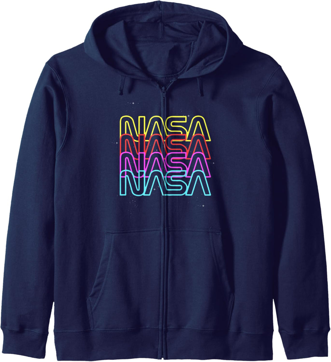 NASA Neon Rainbow Repeat Text Logo Kapuzenjacke