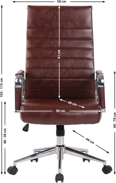 CLP Bürostuhl Kolumbus Kunstleder-Bezug I Höhenverstellbarer Schreibtischstuhl, Farbe:Bordeauxrot, B