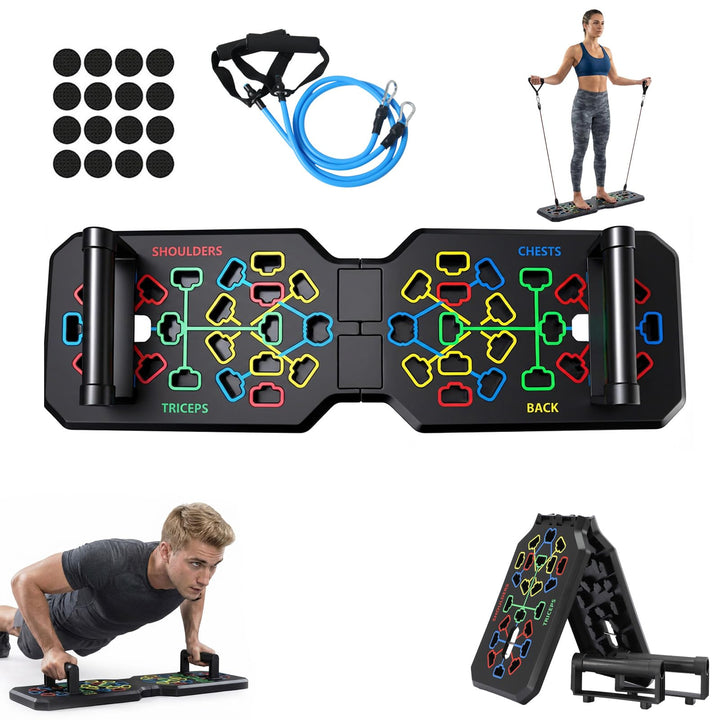 Push Up Board, Liegestützgriffe, Premium Liegestützbrett Set, Faltbares Multifunktions Fitness-Board